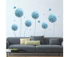 decalmile Stickers Muraux Allium Bleues Autocollant Murale Boule de Fleurs Décoration MuraleBébé Garderie Salon Chambre