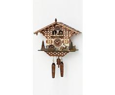 Pendule à coucou à quartz Maison de la Forêt-Noire avec bûcheron et roue de moulin mobile, avec musique, piles incluses TU 4212 QMT HZZG