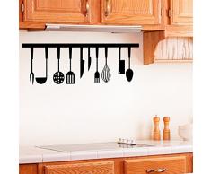 Dinglong 3D CuillèRe Fourchette Spatule Stickers Muraux Restaurant DéCoration De La Maison Outils De Cuisine Stickers Muraux Lettres Noires Art Mural Papier Peint DIY