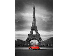 Empire Affiche Paris et Citroën 2 CV avec Cadre Rouge