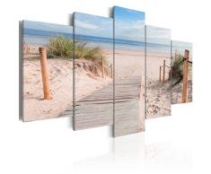 murando - Impression sur toile - 200x100 cm cm - 5 pieces - Image sur toile - Images - Photo - Tableau - motif moderne - Décoration - tendu sur chassis - paysage naturee plage c-B-0006-b-n