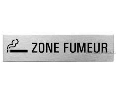 OFFORM Plaque de Porte en Acier INOX brossé, Pictogramme Zone Fumeur 160 x 40 mm No.27109