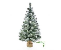 artplants.de Petit Arbre de Noël Artificiel Reykjavik dans Son Sac Marron, enneigé, 100 Branches, 75cm, Ø 27cm - Sapin de Noël Artificiel