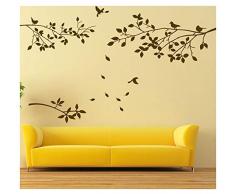 BDECOLL Décoration murale de branches darbre avec oiseaux Stickers muraux Sticker en vinyle Salle de vie en pépinière Bâtons de mur de salon (noir)