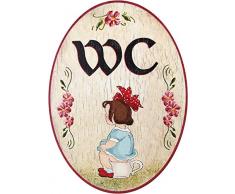 Kaltner Präsente Plaque décorative en bois pour porte de toilettes femmes - Style rustique - Idée cadeau - Diamètre : 18 cm