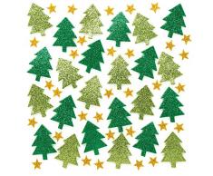 Baker Ross Autocollants sapins de Noël et étoiles en Mousse pailletée (Lot de 100) - Loisirs créatifs et décorations de Noël pour Enfants