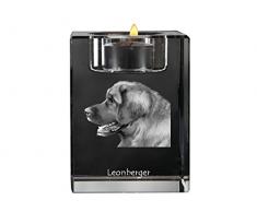 Léonberg, Chandelier en cristal, bougeoir avec un chien, souvenir, édition limitée