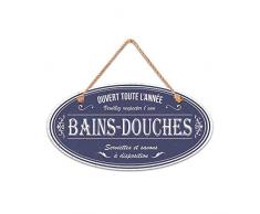 Plaque Bois Murale Vintage de Porte pour la Salle de Bain Douche Retro Forme Ovale Bains-Douches Long 20 cm