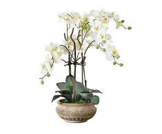 Pureday Crème Blanche d’orchidée Artificielle d’orchidée avec Le Brun céramique de planteur 58 cm de Haut