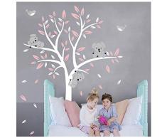 Sayala Stickers Muraux Koala Arbre Enfant- Autocollant Adhésif Mural Koala Branches Stickers Pour Chambre Enfants Bébé Art,2 * 1.8m (Rose)