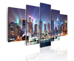 B&D XXL murando Impression sur Toile intissee 200x100 cm 5 Parties Tableau Tableaux Decoration Murale Photo Image Artistique Photographie Graphique New York Paysages urbains 9020099
