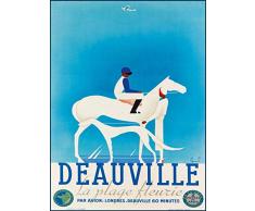 ABLERTRADE - Plaque en métal - 20,3 x 30,5 cm - Deauville La Plage Fleurie France - Vintage Voyage publicitaire en métal - Affiche Murale