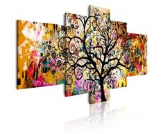 Dekoarte 429 - Tableau moderne sur toile monté sur cadre en bois 5 pièces , style abstrait Arbre de la vie Gustav Klimt, 180x85cm