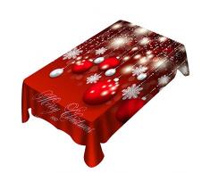 Solike Décoration Nappes de Noel, de Noël de Nappe Rouge Rectangle de Imprimé Motif de Ballon de Noël Couverture de Table à Manger Décoration de Fête (Rouge, 150 * 210cm)