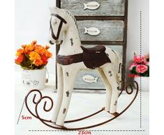 Uchic 1 pcs Creative rétro en bois Cheval à bascule Décorations Animal Cadeau vintage Étude Store Décoration Statuette Wood Crafts Figurines
