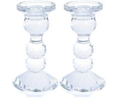 London Boutique Lot de 2 Chandeliers décoratifs en Cristal - Bougeoirs à Offrir - Photophores pour Le dîner - Référence : 7601-1