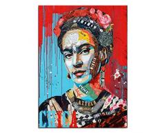 Banksy Pop Art Affiches Et Posters Toile Colorée Frida Kahlo Portrait Peintures Peintures Pop Art Rouge Bleu Images De Réalisme Pour La Décoration Murale Moderne Sans Cadre,Rouge,75×100cm
