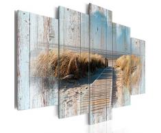 decomonkey | Impression sur Toile intissée Plage Paysage Mer 200x100 cm 5 Pieces Tableau Mural Image sur Toile Photo Images Motif Moderne Decoration tendu sur Chassis Nature