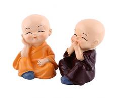 Petit Bouddha Voiture Statuette de Bouddhiste 4 Moines Bouddhiste en Résine Statue de Bouddha Décoration Bouddhiste Moine Maison