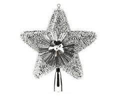 AC-Déco Cimier de Sapin - étoile de Noël - Argenté