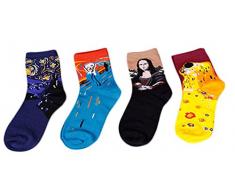 Xiang Ru Femme 4Paires Peinture à l’huile Abstraite Douce Chaussette Chaud