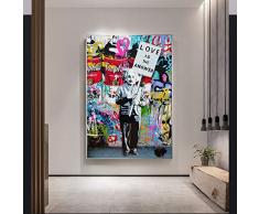 XIANRENGE Impression HD Poster Imprimé sur Toile,Spray Graffiti Célèbre Créatrice Moderne Abstrait Art Mural Grand Peinture Photo Jet dart Pop pour Une Salle De Séjour Décoration D,80×120Cm