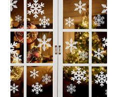 YIKEF Noël Autocollant Fenetre, Neige PVC Autocollants Stickers Flocons de Neige Amovibles Deco Vitres Noel,145 PCS Flocons de Noel Statiques Blanche Stickers Hiver Decoration Fenetre