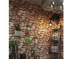 3D Papier Peint Pierre Mode Rétro Matériau PVC Salutations de la Nature Convient pour Décorer le Salon, la Chambre, la Cuisine et le Couloir de Votre Maison (Papier Peint Pierre)