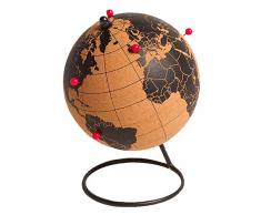 Sud Trading - Globe Terrestre en liège sur Pied avec Epingles Rouges, 14,5cm de diamètre