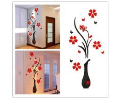 ABenxxou 3D Stickers Muraux Vase Fleur Arbre Decal Décor Muraux Stickers Arcylique DIY Décor À La Maison Autocollant Affiche, 80 * 40cm