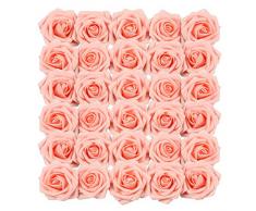 Homcomodar Fleurs Artificielles Rose Rose 30pcs Vrai Recherche Faux Roses avec Tige de Mariage DIY Bouquets Centres de Table Arrangement Parti Home Décor