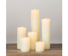 Lights4fun Lot de 6 Bougies Cierges LED à Piles en Cire Véritable Effet Fondu