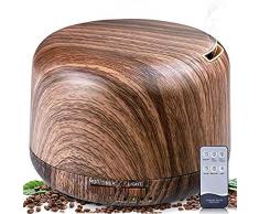 B-right Diffuseur Huile Essentiel Electrique, 300ml Diffuseur Aromatherapie Bois avec Télécommande et Humidificateur Huile Essentielle, Ajustable Mode Brume, 3 Réglages de Minuterie et 7 Couleurs