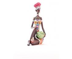 GEMME Statuette Femme Africaine Assis- Hauteur 21cm
