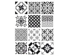 Sticker Carrelage - Carreaux de Ciment - GREYBLACK - 12 pièces (20 x 20 cm)