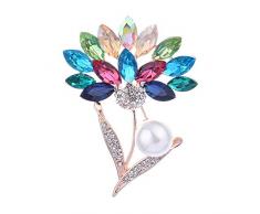 Tuipong Broche en Forme de Fleur de Chrysanthème Coloré, Décoré avec Broche en Cristal Artificiel et Strass pour Femmes, Cadeau pour Noël, Anniversaires, Fiançailles, Fêtes, Mariages