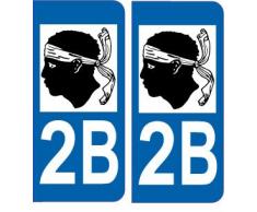 SAFIRMES 2 Autocollants de Plaque dimmatriculation Auto 2B Corse - Logotype