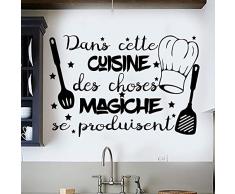 Vinilo pared decorativo, pegatina pared con frase en francésDANS CETTE CUISINE., Décoration de Salon Autocollants Muraux PVC,Stickers Amovible, Wall Stickers, Art Sticker Decal Mural, DC-18034
