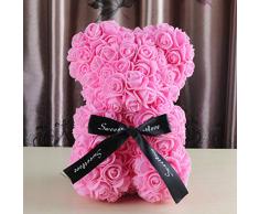 LIOOBO Rose Ourson Ours Artificielle Toujours Cadeau Anniversaire Anniversaire Cadeau Saint Valentin - （25cm） (Rose)