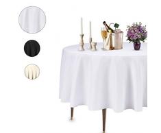 Trimming Shop Nappe Blanche en Coton pour Table Ronde - Nappe pour Fête de Noël Mariages et Autres Événements 229 cm - Tissu Lavable Protection et Décoration de Table, (Lot de 5)