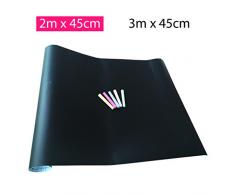 Sticker Tableau Noir Ardoise Mural | Papier Peint Adhésif 200 x 45 cm | 5 Craies de couleur effaçables GRATUITES | Autocollant Adhésif décoration