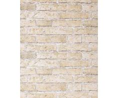 Papier peint design vintage rustique EDEM 583-20 aspect mur de briques | bricks | brix beige sable