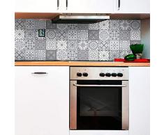 Stickers adhésifs carrelages | Sticker Autocollant Carreaux de Ciment - Mosaïque carrelage mural salle de Bain et Cuisine | Carreaux de Ciment Adhésif Mural - Azulejos 10 x 10 cm - 12 Pièces