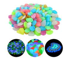 Ulikey 200 Pcs Pierre Lumineuse, Galet Lumineux Cailloux Artificiels Pierres Décoratives dans la Nuit pour Jardin Extérieur Aquarium Passerelles Piscine Chemin Pelouse Cour (Multicolore)