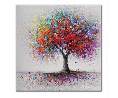 Chaoaihekele Abstrait Arbres Paysage Peintures À LHuile Impression Sur Toile Coloré Pop Art Impressions Sur Toile Mur Photos Pour Le Salon Sans Cadre 60X60Cm