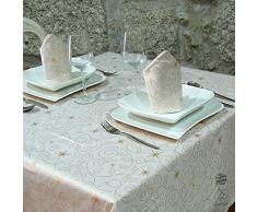 BgEurope de Noël Étoiles Nappe et Serviettes de Table – Traitement Anti Taches – Beige, Beige, (59 x 118 (150 x 300cm))