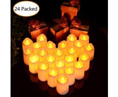Bougies à LED Bougies sans flamme | bougies chauffe-plat lunsy bougie vacillante pour arbre de Noël Halloween Fête de mariage de Pâques et plus (24pcs)