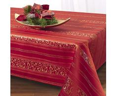Kamaca Magic Moments Nappe avec de magnifiques arabesques dorés – Un bijou unique sur chaque table de lAvent hiver Noël, Fibres synthétiques, Rot / Gold, 130 x 160 cm