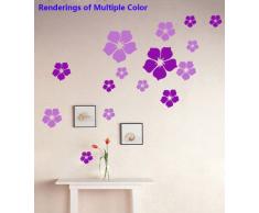 ufengke® 23 Pièces de Petites Fleurs Stickers Muraux Bricolage, Salle de Séjour Chambre à Coucher Autocollants Amovibles, Rose Rouge