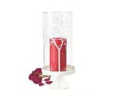 sendez Photophore cylindre en verre avec assiette en porcelaine et coton imprimé Bougeoir Bougeoir décoratif Lanterne de table